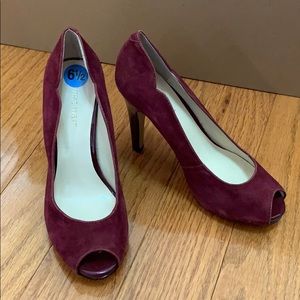 Nine West Maroon Open Toe Pumps Size 6.5
